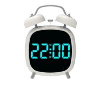 Belnotelt Reloj despertador digital de doble campana con pantalla LED de 4 pulgadas, funcionamiento silencioso sin tictac, timbre mecánico fuerte de 70 dB para dormitorio, mesita de noche, oficina