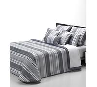 Belnou. Edredón Nórdico Caliente para Invierno Estampado Rayas Anchas. 300gr. (Cama 90 a 105 (180x220 cm), Gris)