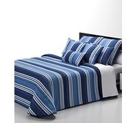 Belnou Edredón Nórdico Rayas, Microfibra, Azul, 240x270x8 cm