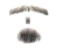 BeLongsYou Hombres Barba Falsa Bigote Maquillaje para Cine Y Televisión Maquillaje Pelo Humano Real Barbas Falsas Cosplay Fiesta Herramientas Negro con 1 Pegamento,Hz16