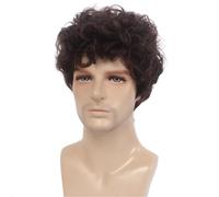 BeLongsYou Peluca para Hombre Pelo Rizado Castaño Oscuro 12"" Largo Sintético en Capas Uso Diario 70s 80s Disco Fiesta de Disfraces,Marrón