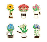Belons 6 broches de flores esmaltados con girasol, rosa, tulipán, campana, collar, broche de solapa, insignia, bolsa de ropa, decoración, regalo de joyería
