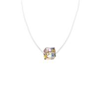 Belons Collar de plata de ley 925 con colgante solitario de cubo de cristal para mujer, gargantilla invisible, cadena de nailon