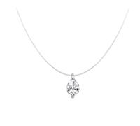 Belons Collar de plata de ley 925 con colgante solitario en forma de lágrima para niñas, gargantilla invisible, cadena de nailon