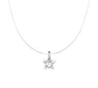 Belons Collar para mujer de plata de ley 925 con circonita cúbica y colgante solitario para niñas, gargantilla invisible, cadena de nailon