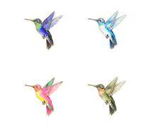 Belons Juego de 4 broches de aleación con diseño de colibrí, emblema de colibrí, collar de seguridad, decoración de bolsa, colgante para mujeres, niñas, hombres, niños y niños