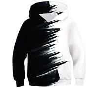 Belovecol Felpe con Cappuccio per Ragazzi e Ragazze 3D Pullover Cool Nero Bianco Felpa con Cappuccio Novità Maglioni Leggeri Felpa con Cappuccio a Maniche Lunghe 8 9 10 Anni
