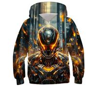 Belovecol Junior Kinder Jungen Kapuzenpullover Kids 3D Roboter Hoodie Sweatshirt Sweat Shirt Hood 11-13 Jahre