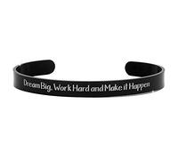 Beloved - Pulsera para hombre de acero emocional - frases, pensamientos, palabras - Pulsera con estructura rígida abierta de 7 mm - Grabado esmaltado Negro