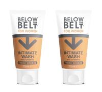 Below The Belt Gel limpiador íntimo femenino, sin jabón, limpiador diario con pH equilibrado y fragancia Brisa Fresca - Pack doble de 75 ml.