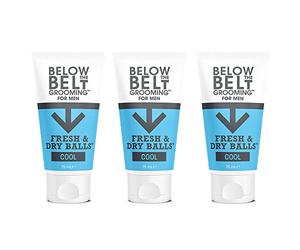 Below The Belt Grooming Fresh & Dry Ball Cool Ball, Desodorante Íntimo para Hombres - Protege contra el Sudor, el Olor y la Rozadura, Fragancia de Menta Fresca, 3 x 75 ml.