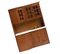 BELOWSYALER 1/12 - Mueble de cocina en miniatura, mueble moderno de restaurante, esquina de madera, accesorios de escena