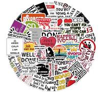 BELOWSYALER 50 calcomanías de divorcio extraíbles para botella de agua, álbumes de recortes, diario, funda de teléfono, laptop, personalización, alivio del estrés, para adultos