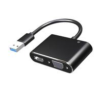 BELOWSYALER Adaptador de doble salida USB 3.0 a HDTV VGA que permite conectar video simultáneamente y reproducir fácilmente en varios sistemas, convertidores dobles
