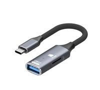 BELOWSYALER Adaptadores USB C de aluminio, puerto integrado y ranura para tarjeta de memoria, convertidor trenzado de nailon para electrónica, múltiples puertos, concentradores USB para teléfono