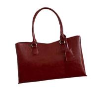 BELOWSYALER Amplia bolsa de piel sintética con asas reforzadas, tela texturizada suave para libros, laptop y accesorios diarios, bolso espacioso, Red, One Size