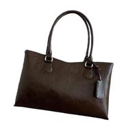 BELOWSYALER Amplia bolsa de piel sintética con asas reforzadas, tela texturizada suave para libros, laptop y accesorios diarios, bolso espacioso, café, One Size