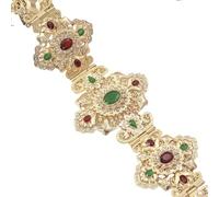 BELOWSYALER Blingbling - Cinturón de cintura con diseño floral tallado, cadena elaborada para el vientre para boda