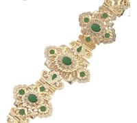 BELOWSYALER Blingbling - Cinturón de cintura con diseño floral tallado, cadena elaborada para el vientre para boda