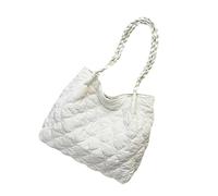 BELOWSYALER Bolsa de hombro acolchada de algodón para mujer, ligera, de gran capacidad, costuras reforzadas, espaciosa, bolsa de trabajo para mujer, White, One Size