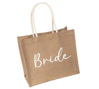 BELOWSYALER Bolsa de mano de arpillera natural para novia, gran capacidad, para despedida de soltera, recepción, accesorios