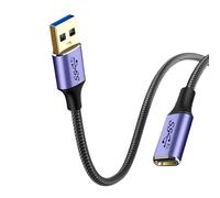 BELOWSYALER Cable convertidor de aleación de aluminio USB 3.0 macho a hembra de 10 Gbps de sincronización rápida para electrónica y computadora, cable de transferencia rápida de datos