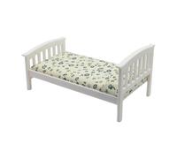 BELOWSYALER Cama individual en miniatura de 1/12 pulgadas con marco de madera Cottagecore, muebles de casa de muñecas para decoración de escena de dormitorio