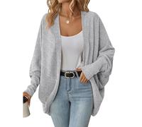 BELOWSYALER Cárdigan de gran tamaño para mujer, otoño 2025, suéter de frente abierto, abrigos de manga larga, suéteres de punto de manga larga, suéteres de punto frontal abierto, Gris Claro, S