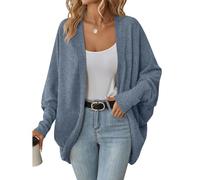 BELOWSYALER Cárdigan de gran tamaño para mujer, otoño 2025, suéter de frente abierto, abrigos de manga larga, suéteres de punto de manga larga, suéteres de punto frontal abierto, azul, M