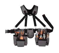 BELOWSYALER Cinturón de herramientas ajustable para hombre con tirantes y múltiples bolsillos, ideal para carpinteros, trabajadores de la construcción y jardineros