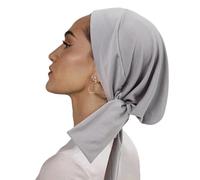 BELOWSYALER Cómodo turbante para mujer, transpirable, para quimioterapia y festivales, gorro de hiyab con decoración de plumas, Gris Claro, Talla única