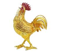 BELOWSYALER Contenedor de gallo adornado con cristal para decoración de mesa, caja de almacenamiento de joyas para anillos, aretes y baratijas, exquisita caja de metal con forma de gallo