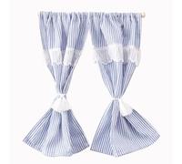 BELOWSYALER Cortina de tela en miniatura para ventana de casas de muñecas con patrón de rayas para modelo 1/12, accesorio de decoración de escenas de casas de muñecas