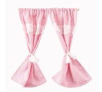 BELOWSYALER Cortina de tela en miniatura para ventana de casas de muñecas con patrón de rayas para modelo 1/12, accesorio de decoración de escenas de casas de muñecas