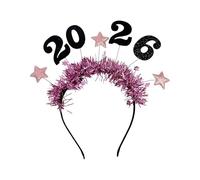 BELOWSYALER Diadema con purpurina de Año Nuevo 2026, elegante decoración para el cabello, unisex, para fiestas, reuniones familiares, Año Nuevo, diadema con purpurina
