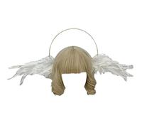 BELOWSYALER Diadema de corona de halos para mujer, accesorios para el cabello, tocado para cosplay, coronas de halos, diadema de ala de ángel para mujer