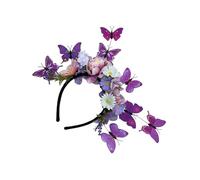 BELOWSYALER Diadema hecha a mano con diseño de mariposa y flores, tocado para adultos, festivales de música, eventos, fiestas temáticas