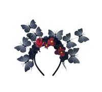 BELOWSYALER Diadema hecha a mano con diseño de mariposa y flores, tocado para adultos, festivales de música, eventos, fiestas temáticas