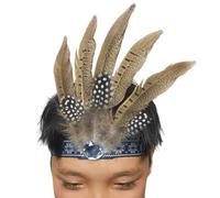 BELOWSYALER Elegante diadema de plumas para cosplay, disfraz étnico para adultos y niños, accesorios de escenario y fiestas temáticas, tocado con plumas