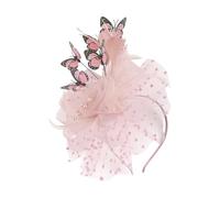 BELOWSYALER Elegante tocado de novia con plumas y mariposa con diseño de tul para bodas, cócteles, fiestas y ocasiones formales