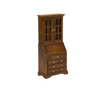 BELOWSYALER Estantería en miniatura de madera para casas de muñecas con cajón de almacenamiento funcional para pequeños libros, decoración de escenas