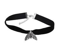 BELOWSYALER Gargantilla punk negra para mujer, collar gótico de terciopelo, collar de polilla, colgante de polilla, fiesta, club, gótico, joyería de terciopelo negro con colgante para niñas, collares