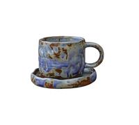 BELOWSYALER Japanese Styles - Taza de cerámica que conserva el calor, taza de café con mango ergonómico, juego de platillos esenciales para el hogar y la oficina