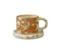 BELOWSYALER Japanese Styles - Taza de cerámica que conserva el calor, taza de café con mango ergonómico, juego de platillos esenciales para el hogar y la oficina