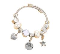 BELOWSYALER Joyería con cuentas respetuosas con la piel con cuerpo de acero inoxidable y detalles de diamantes de imitación brillantes, joyería de uso diario, cristal, talla única, como se describe
