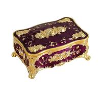 BELOWSYALER Joyero con acabado brillante grabado floral con construcción de aleación y múltiples compartimentos de almacenamiento para collar de mujer