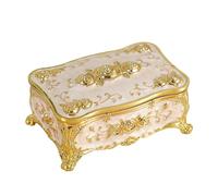 BELOWSYALER Joyero con acabado brillante grabado floral con construcción de aleación y múltiples compartimentos de almacenamiento para collar de mujer