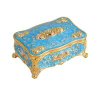 BELOWSYALER Joyero con acabado brillante grabado floral con construcción de aleación y múltiples compartimentos de almacenamiento para collar de mujer