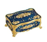 BELOWSYALER Joyero con acabado brillante grabado floral con construcción de aleación y múltiples compartimentos de almacenamiento para collar de mujer