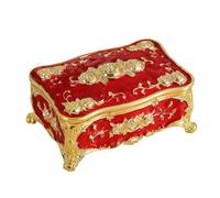 BELOWSYALER Joyero con acabado brillante grabado floral con construcción de aleación y múltiples compartimentos de almacenamiento para collar de mujer